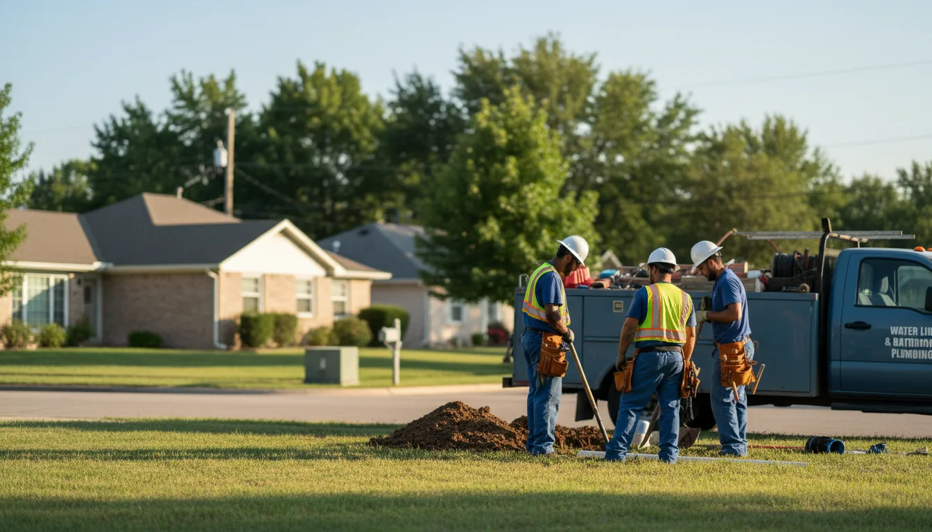 Residential water line and bathroom plumbing service in Halstead, KS